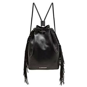 Victoria’s Secret Black Fringe Drawstring Backpack